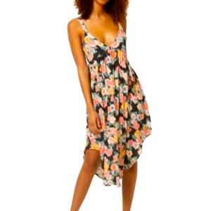 O'Neill Floral Swim Coverup - Black and Pink